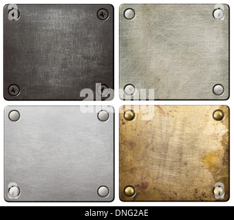 Metal plates with screws and rivets. Stock Photo
