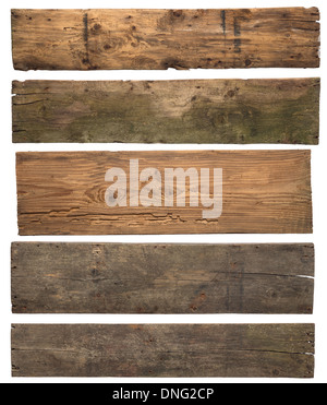 Old wooden planks isolated on white background Stock Photo