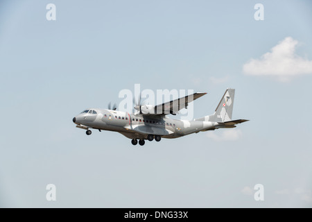 An EADS CASA C-295 of the PolishAir Force  arriving at Fairford to take part in the 2013 Royal International Air Tattoo Stock Photo