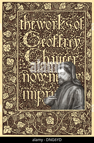 Portrait of Geoffrey Chaucer, ca. 1343 - 1400, part of the Canterbury Tales Stock Photo