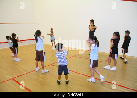 Hong Kong China,HK,Asia,Chinese,Oriental,Island,Central,Hong Kong Squash Centre,center,court,class,Asian Asians ethnic immigrant immigrants minority,a Stock Photo