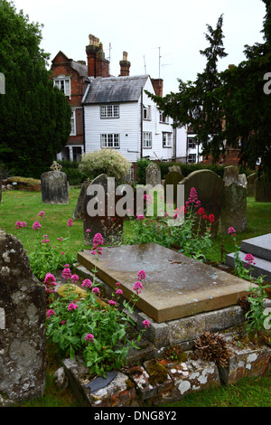 Graves in churchyard of St Mildreds church , Tenterden , Kent , England Stock Photo