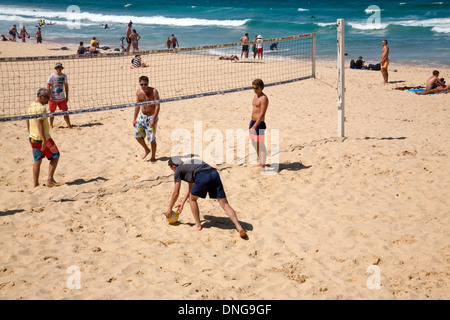 playing volleyball on Manly beach in sydney,australia Stock Photo