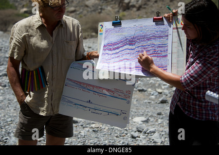 geologist in the field (oman mountains) Stock Photo