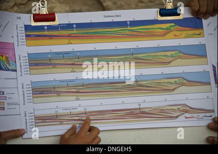 geologist in the field (oman mountains) Stock Photo