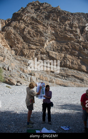 geologist in the field (oman mountains) Stock Photo