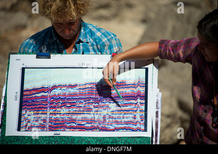 geologist in the field (oman mountains) Stock Photo