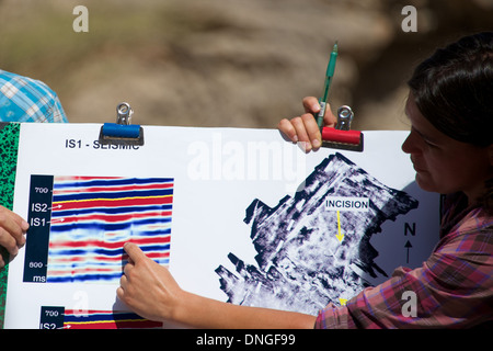 geologist in the field (oman mountains) Stock Photo