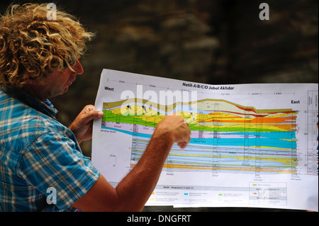 geologist in the field (oman mountains) Stock Photo