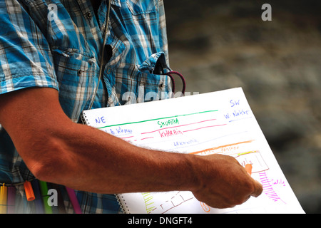 geologist in the field (oman mountains) Stock Photo