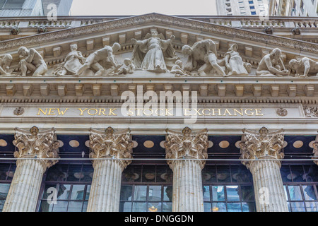 This is the exterior of the New York Stock Exchange on Wall Stock Photo