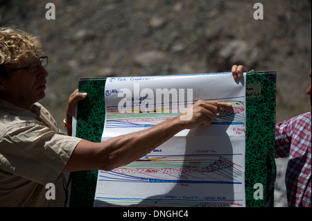 geologist in the field (oman mountains) Stock Photo