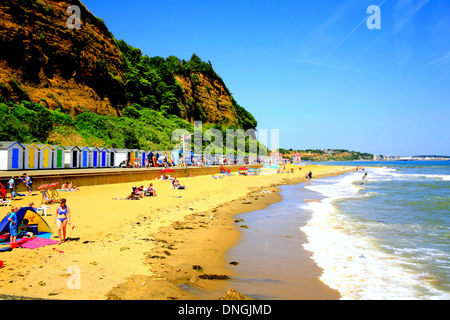 Hope beach at Shanklin with Sandown in the background on the Isle of Wight, England, UK. Stock Photo