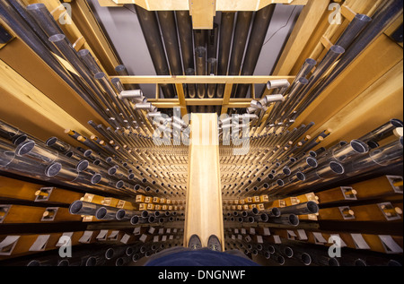 Inside the Glasgow University Chapel organ Stock Photo