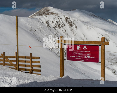 Sign at the top of Peak 6, Breckenridge Ski Area, Breckenridge, Colorado. Stock Photo