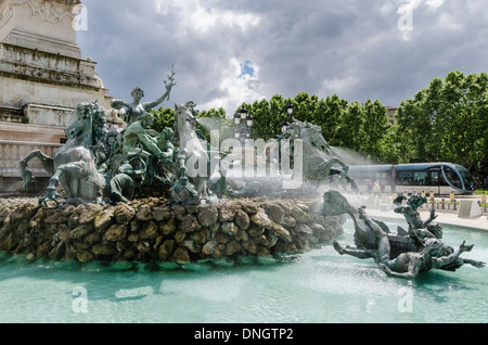 Fountain detail of the monument under the Girondist Column, Place des Quinconces, Bordeaux, France Stock Photo