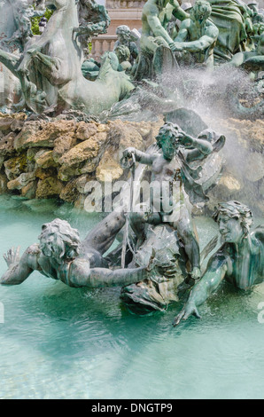 Fountain detail of the monument under the Girondist Column, Place des Quinconces, Bordeaux, France Stock Photo