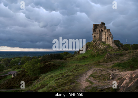 Mow Cop Folly under a stormy sky Stock Photo