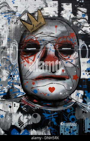 graffiti shoreditch.   Grafitti East London.  grafitti face  street art Stock Photo