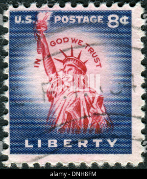 USA - CIRCA 1954: A postage stamp printed in USA, shows one of the symbols of America, Statue of Liberty, circa 1954 Stock Photo