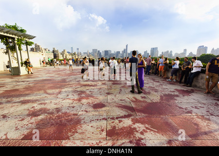 A happening in the early evening at the rooftop of the metropolitan Museum of art in NYC Stock Photo