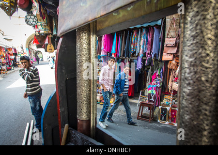 SHOPS IN THE HABOUS QUARTER, THE NEW MEDINA OF CASABLANCA, MOROCCO Stock Photo