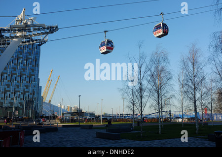 The Emirates  Air Line, Greenwich Peninsula terminal on the river Thames London UK Stock Photo