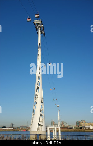 The Emirates  Air Line, over the river Thames London UK, looking north. Stock Photo