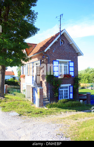 Railway cottage, Quai digue nord, St Valery sur Somme, Somme, Picardy, France Stock Photo