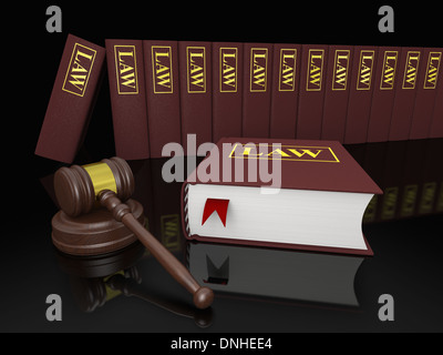 Gavel and law books, symbols of law and legal literature Stock Photo