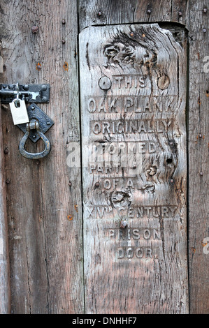 Rye, East Sussex, England, UK. Door made from a 15th century prison door Stock Photo