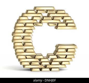 Letter C from gold bars Stock Photo