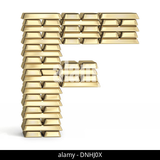 Letter F from gold bars Stock Photo