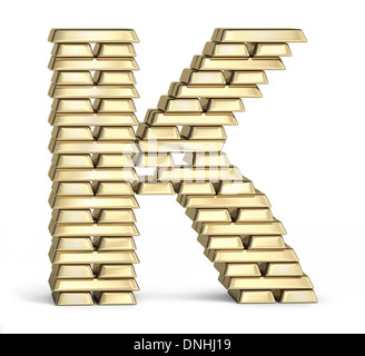 Letter K from gold bars Stock Photo