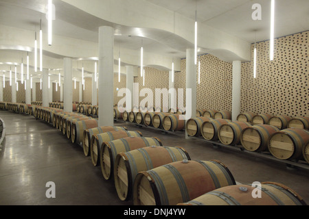 WINE-MAKING CELLAR OF THE CHATEAU CHEVAL BLANC, SAINT-EMILION, (33) GIRONDE, AQUITAINE, FRANCE Stock Photo