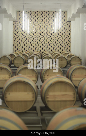 WINE-MAKING CELLAR OF THE CHATEAU CHEVAL BLANC, SAINT-EMILION, (33) GIRONDE, AQUITAINE, FRANCE Stock Photo