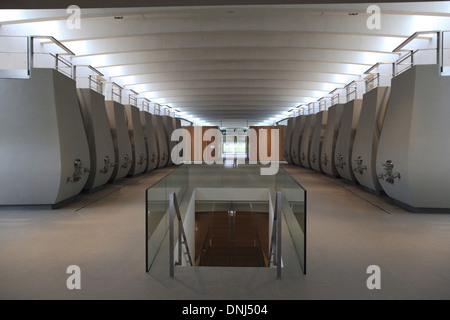 WINE-MAKING CELLAR OF THE CHATEAU CHEVAL BLANC, CONCRETE VATS, SAINT-EMILION, (33) GIRONDE, AQUITAINE, FRANCE Stock Photo