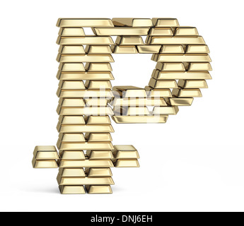 Peercoin symbol from gold bars Stock Photo