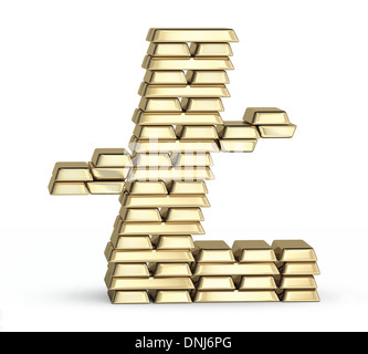 Litecoin symbol from gold bars Stock Photo