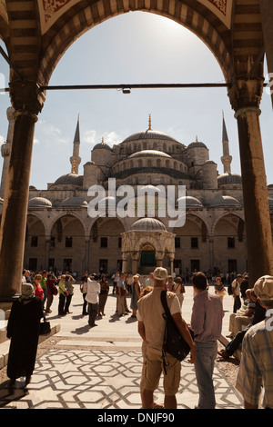 The view from the court yard of Blue Mosque in Istanbul, Turkey Stock Photo