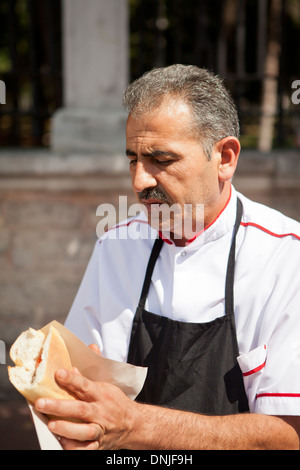 A local street food stand in the Bazaar District of Istanbul, Turkey Stock Photo