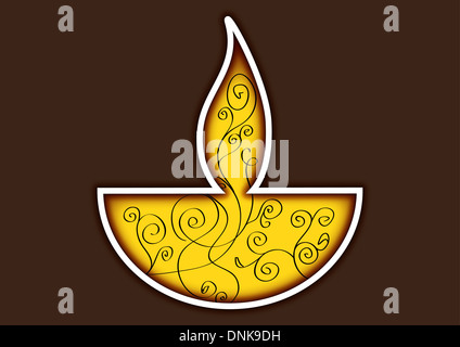 Diwali oil lamp isolated on colored background Stock Photo