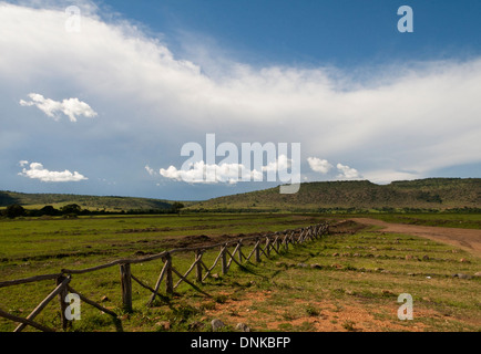 Landscape from the airstrip at the Masai Mara National Reserve, Kenya, East Africa Stock Photo