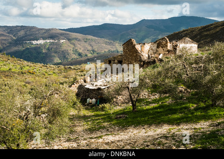 Near Los Riscos, Júzcar, Málaga. In the Serranía de Ronda looking towards the village of Pujerra. Stock Photo