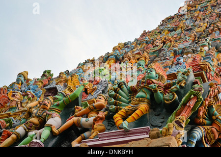 God Statues of the hindu pantheon at an Indian Hindu Temple in Chennai Stock Photo