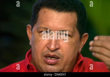 Venezuela's President Hugo Chavez speaks in Barinas June 17, 2007. Stock Photo