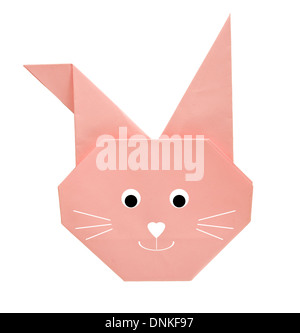 Cute origami folded paper Easter bunny Stock Photo