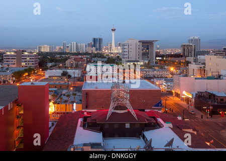 Las Vegas at night,view from East Fremont street Stock Photo