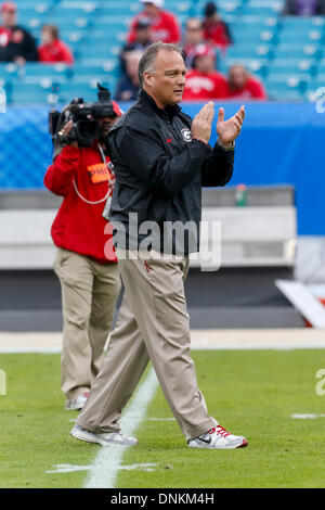 Georgia coach Mark Richt watches the first half of the Belk Bowl NCAA ...