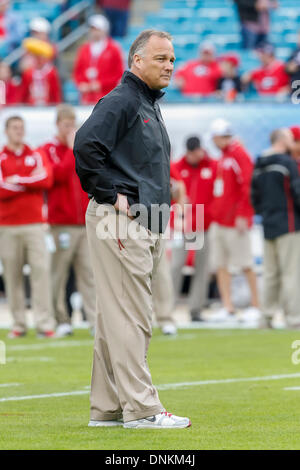 Georgia coach Mark Richt watches the first half of the Belk Bowl NCAA ...